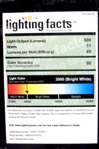 light labeling chart
